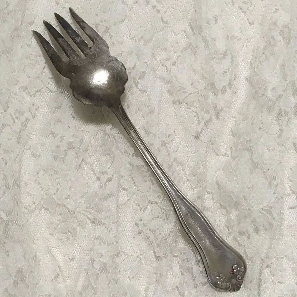 Vintage Rogers Mayflower Serving Fork Ornate Serving Fork 7.5